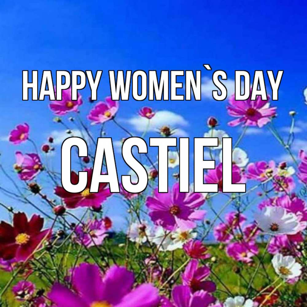 Greetings card с именем, Castiel happy women`s day цветы Greetings with text for free download 
